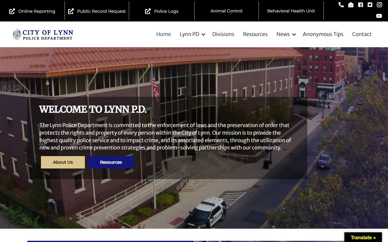 Lynn Police Department website for police records