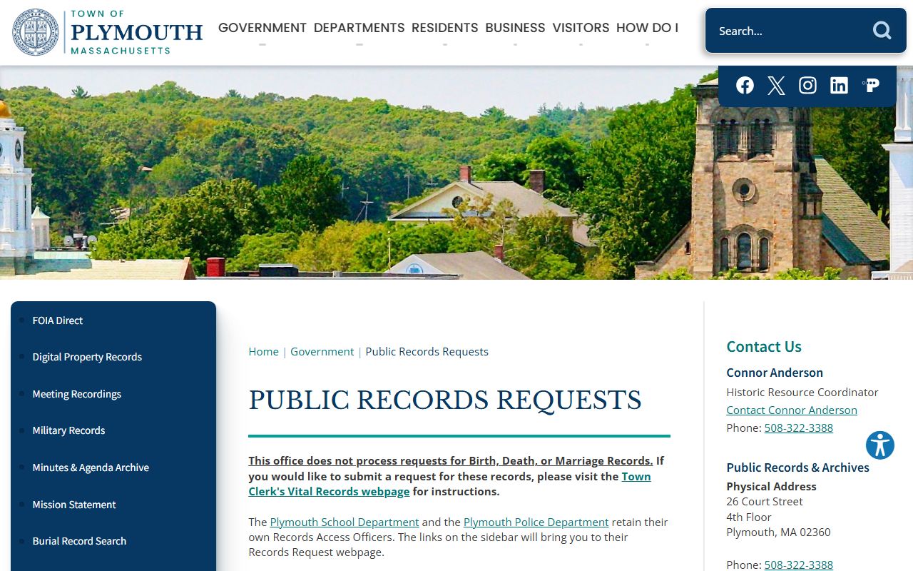 Plymouth County public records portal for police records requests